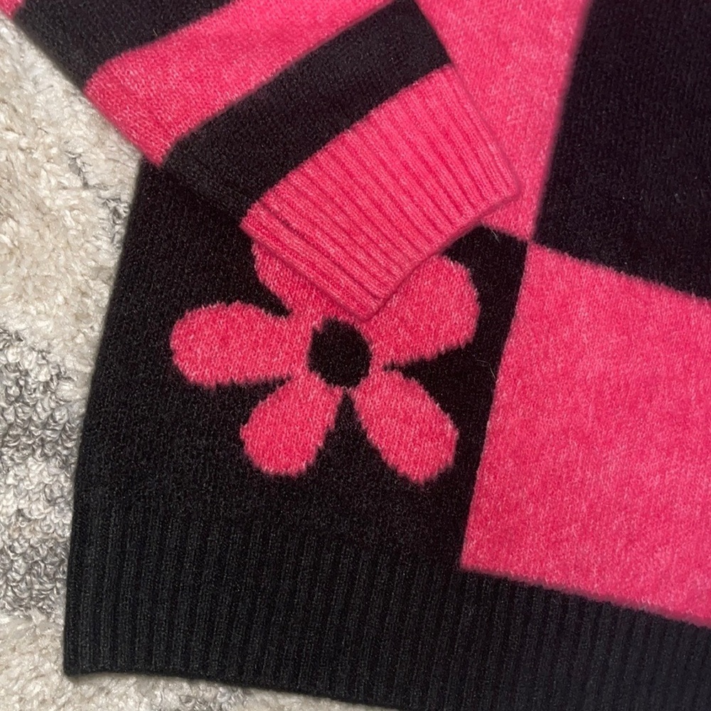 Zara warm Cozy Floral Printed Checkered OverSize Crewneck Sweater - Picture 11 of 12